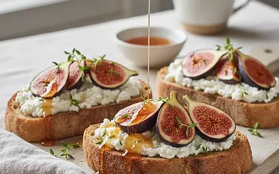 Grzanki z ricottą, figami i miodem tymiankowym