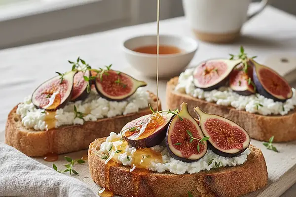 Grzanki z ricottą, figami i miodem tymiankowym