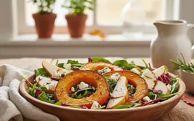 Jesienna Sałatka z Pieczoną Dynią, Gruszką i Serem Gorgonzola