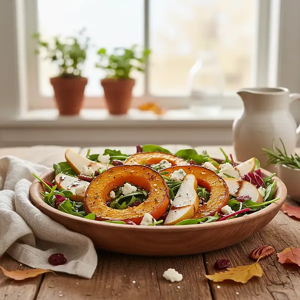 Jesienna Sałatka z Pieczoną Dynią, Gruszką i Serem Gorgonzola