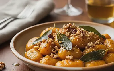 Aksamitne Gnocchi Dyniowe z Masłem Szałwiowym i Prażonymi Orzechami