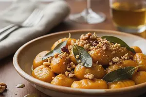 Aksamitne Gnocchi Dyniowe z Masłem Szałwiowym i Prażonymi Orzechami