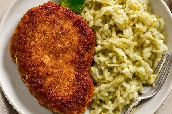 Kotlet schabowy z kapustą zasmażaną