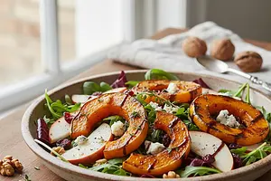 Jesienna Sałatka z Pieczoną Dynią, Gruszką i Serem Gorgonzola