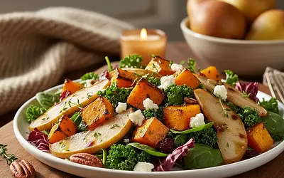 Jesienna Sałatka z Pieczoną Dynią, Gruszką i Serem Gorgonzola