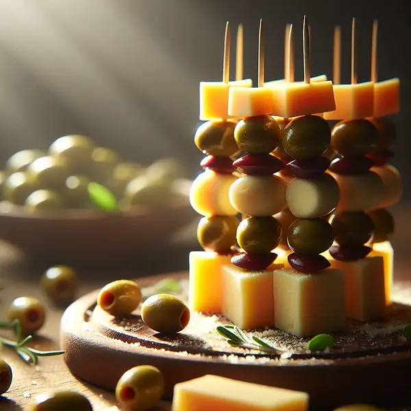 Cheese and Olive Skewers