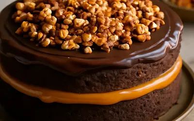 Babka czekoladowo-karmelowa ze słonym praline orzechowym