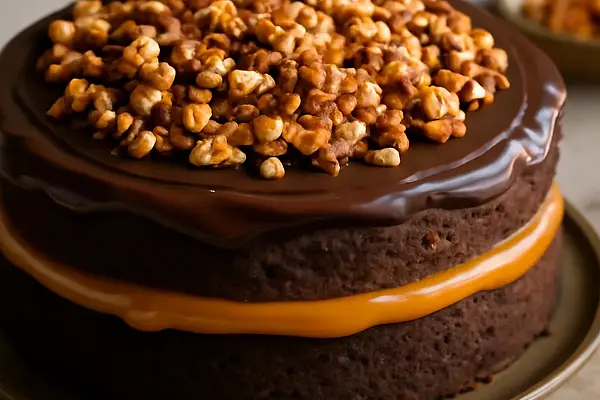 Babka czekoladowo-karmelowa ze słonym praline orzechowym