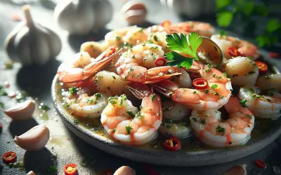 Krewetki w sosie czosnkowym (gambas al ajillo)