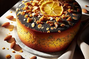 Poppy seed and lemon babka with almond crumble