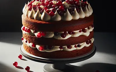 Gingerbread cake with cranberry and mascarpone cream (my style)