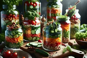 Vegetable Salad in Jars