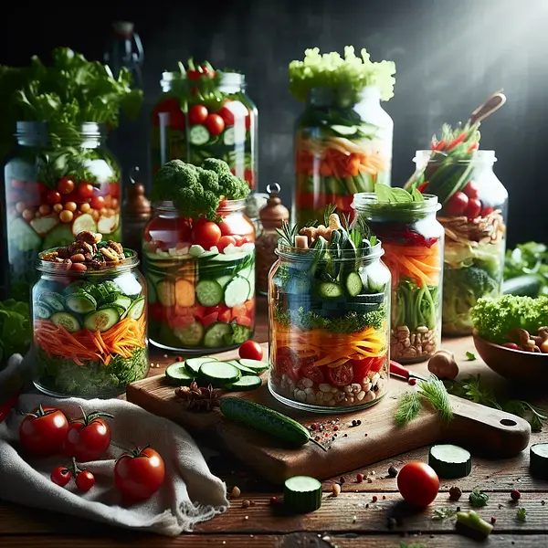 Vegetable Salad in Jars