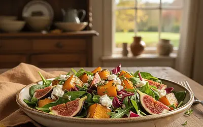 Autumn Salad with Roasted Pumpkin, Figs, and Goat Cheese