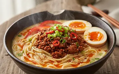 Kremowy Miso-Tantanmen z Pikantną Wieprzowiną