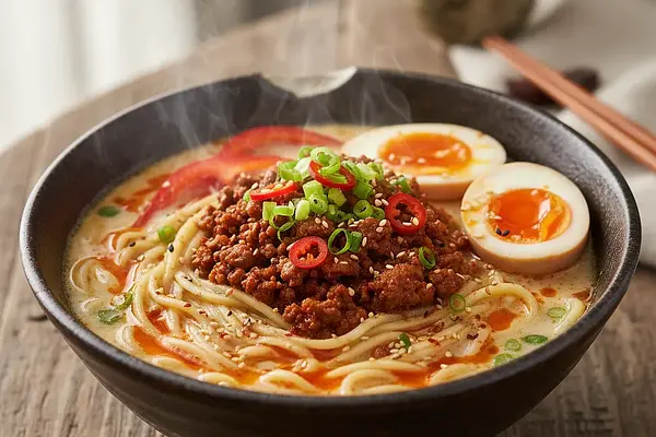 Kremowy Miso-Tantanmen z Pikantną Wieprzowiną