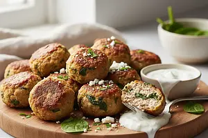 High-Protein Turkey and Feta Meatballs with Spinach from the Air Fryer