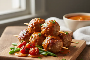 Rainbow Turkey Meatballs in Velvety Sauce with Hidden Vegetables