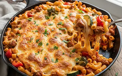 Pasta Bake 'Student's Pocket' with Sausage and Vegetables
