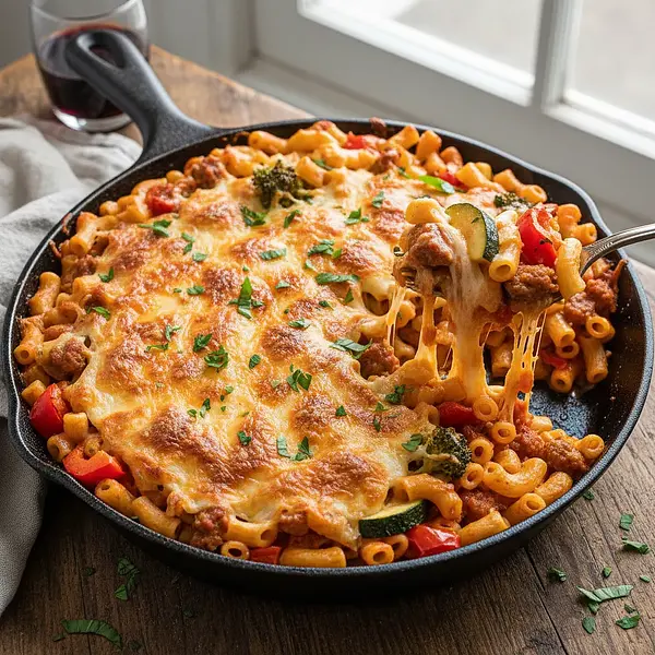 Pasta Bake 'Student's Pocket' with Sausage and Vegetables