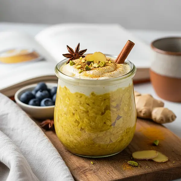 Quick Overnight Oatmeal 'Golden Milk' with Turmeric and Ginger