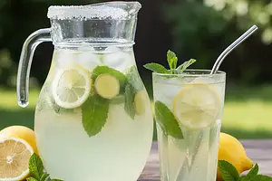 Refreshing Lemon-Mint Lemonade with a Hint of Ginger (Sugar-Free)