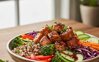 Słoik Pełen Mocy: Kurczak Teriyaki z Quinoa i Chrupiącymi Warzywami