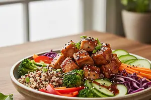 Słoik Pełen Mocy: Kurczak Teriyaki z Quinoa i Chrupiącymi Warzywami