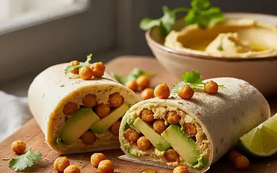 Quick Wrap with Hummus, Avocado, and Crispy Chickpeas