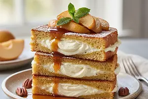 French Toast with Brioche, Vanilla Cream Cheese, and Caramelized Pears