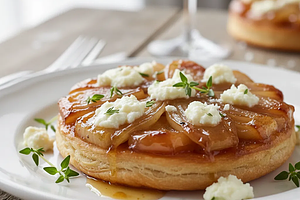 Mini Tatin Tarts with Caramelized Shallots, Thyme, and Goat Cheese