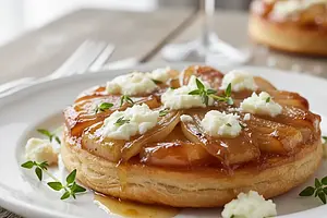 Mini Tarty Tatin z Karmelizowaną Szalotką, Tymiankiem i Kozim Serem