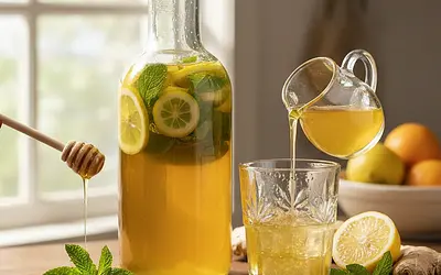 Homemade Mint-Lemon Syrup with a Hint of Ginger