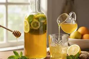 Homemade Mint-Lemon Syrup with a Hint of Ginger