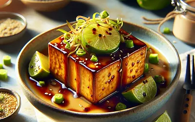 Tofu przemiana życia — karmelizowane tofu miso-limonkowe z sosem tahini