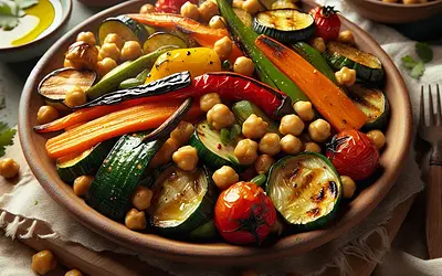 Baked Mediterranean Vegetables with Crispy Chickpeas (Vegan Variation of Briam)