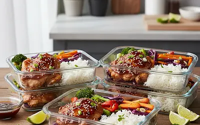 Teriyaki Chicken with Rice and Vegetables - Perfect Meal Prep for the Whole Week