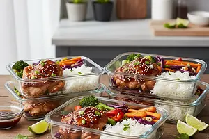 Teriyaki Chicken with Rice and Vegetables - Perfect Meal Prep for the Whole Week
