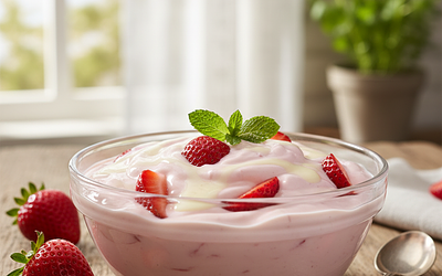 Kremowy Jogurt Truskawkowy z Waniliową Nutą