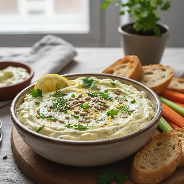 Kremowy Serek Ziołowy z Prażonym Słonecznikiem i Nutą Cytryny