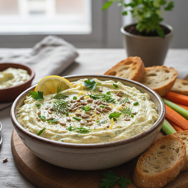 Kremowy Serek Ziołowy z Prażonym Słonecznikiem i Nutą Cytryny