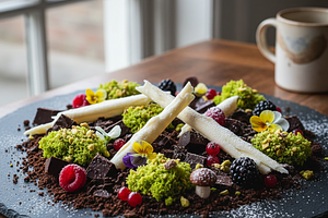 Leśne Runo: Zdekonstruowany Deser Czekoladowo-Pistacjowy