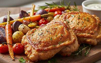 Chrupiące Udka Kurczaka z Ziołami i Warzywami z AirFryera (lub Piekarnika)