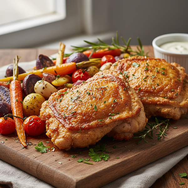 Chrupiące Udka Kurczaka z Ziołami i Warzywami z AirFryera (lub Piekarnika)