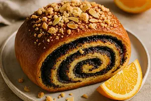 Poppy Seed and Orange Roll with Almond Crumble (Sweet Blog version)