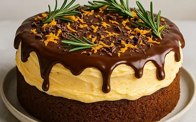 Christmas Gingerbread Cake with Orange-Cream Cheese Frosting and Chocolate Glaze