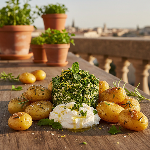 Balcony Gremolata with Roasted Young Potatoes and Cottage Cheese