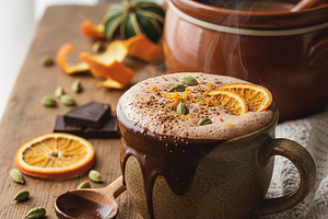 Creamy Hot Chocolate from the Slow Cooker with a Hint of Orange and Cardamom