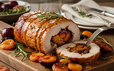 Holiday Plan: Pork Roll with Plum and Apricot in Honey-Mustard Sauce