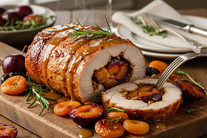 Holiday Plan: Pork Roll with Plum and Apricot in Honey-Mustard Sauce